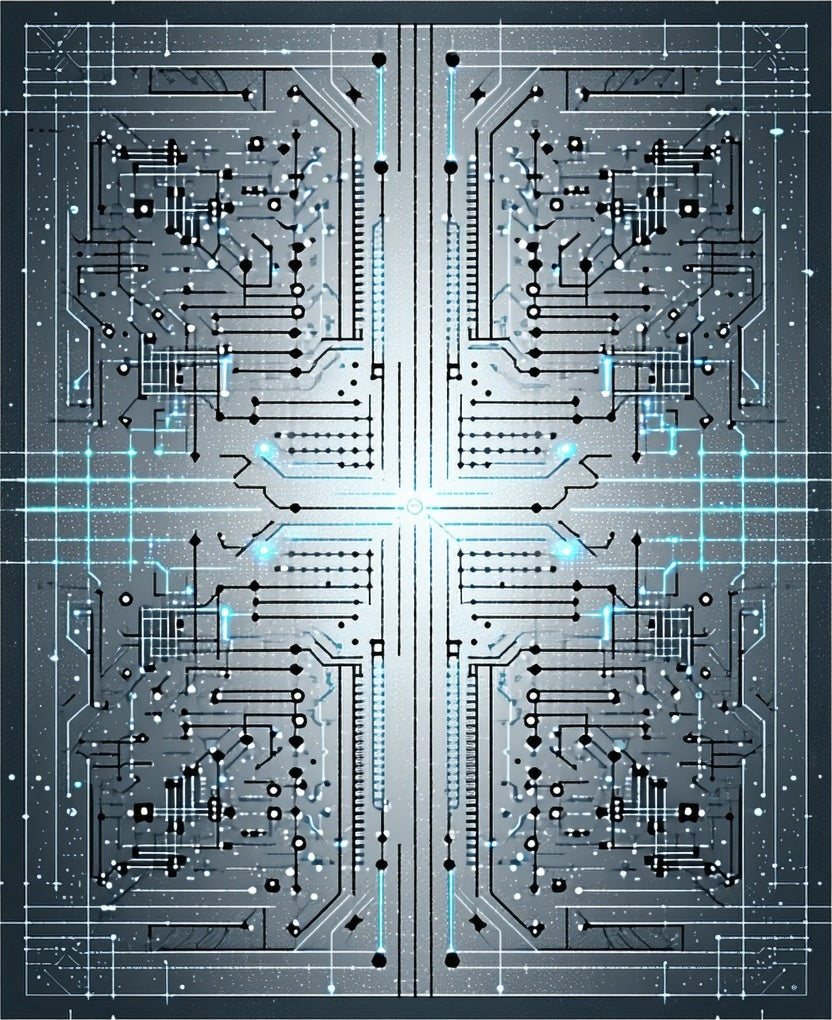 Circuitry Pattern With Neon Accents Rug