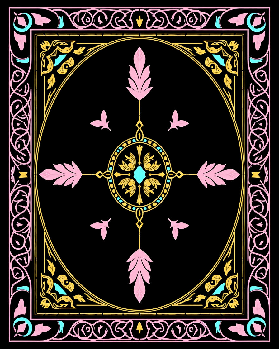 Elegant Scrollwork With Floral Accents Design Rug
