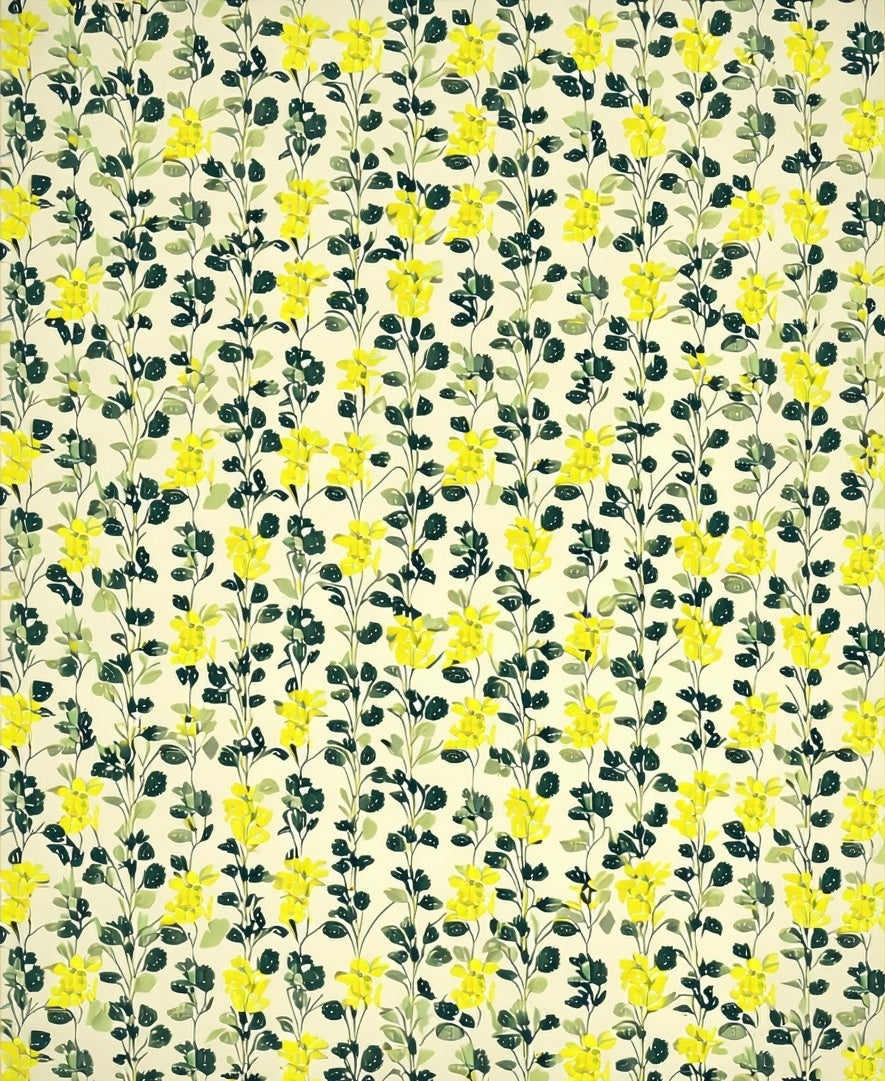 Yellow Floral Vine Patterned Rug