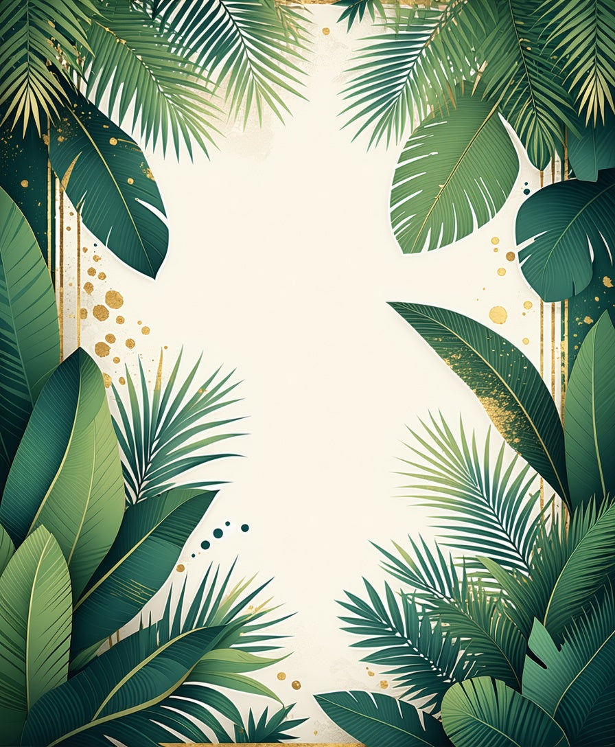 Tropical Leaf With Golden Accents Rug