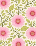 Floral Print Pink Daisy Vine Design Rug