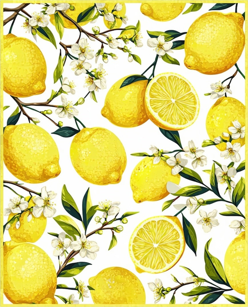 Vibrant Yellow Lemon Blossom Pattern Rug