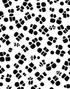 Abstract Black Geometric Shape Collage Rug