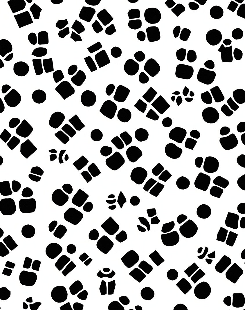 Abstract Black Geometric Shape Collage Rug