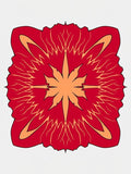Symmetrical Red Floral Star Pattern Rug