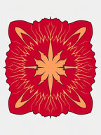 Symmetrical Red Floral Star Pattern Rug