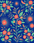 Coral Flower and Leaf Pattern Rug