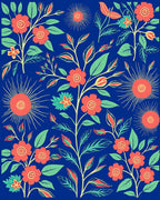Coral Flower and Leaf Pattern Rug