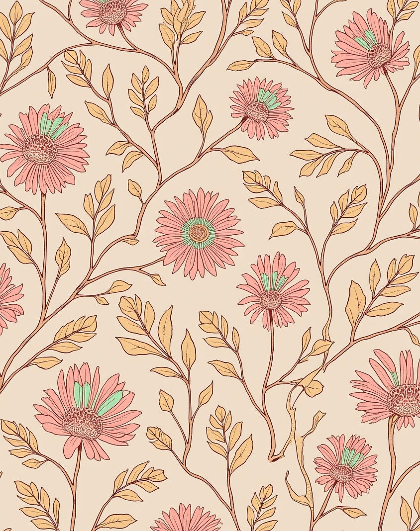 Floral Vine Petal Pattern Rug