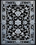 Intricate Floral Scrolls Monochrome Rug