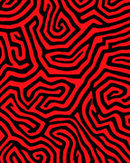 Bold Red Black Maze Pattern Rug