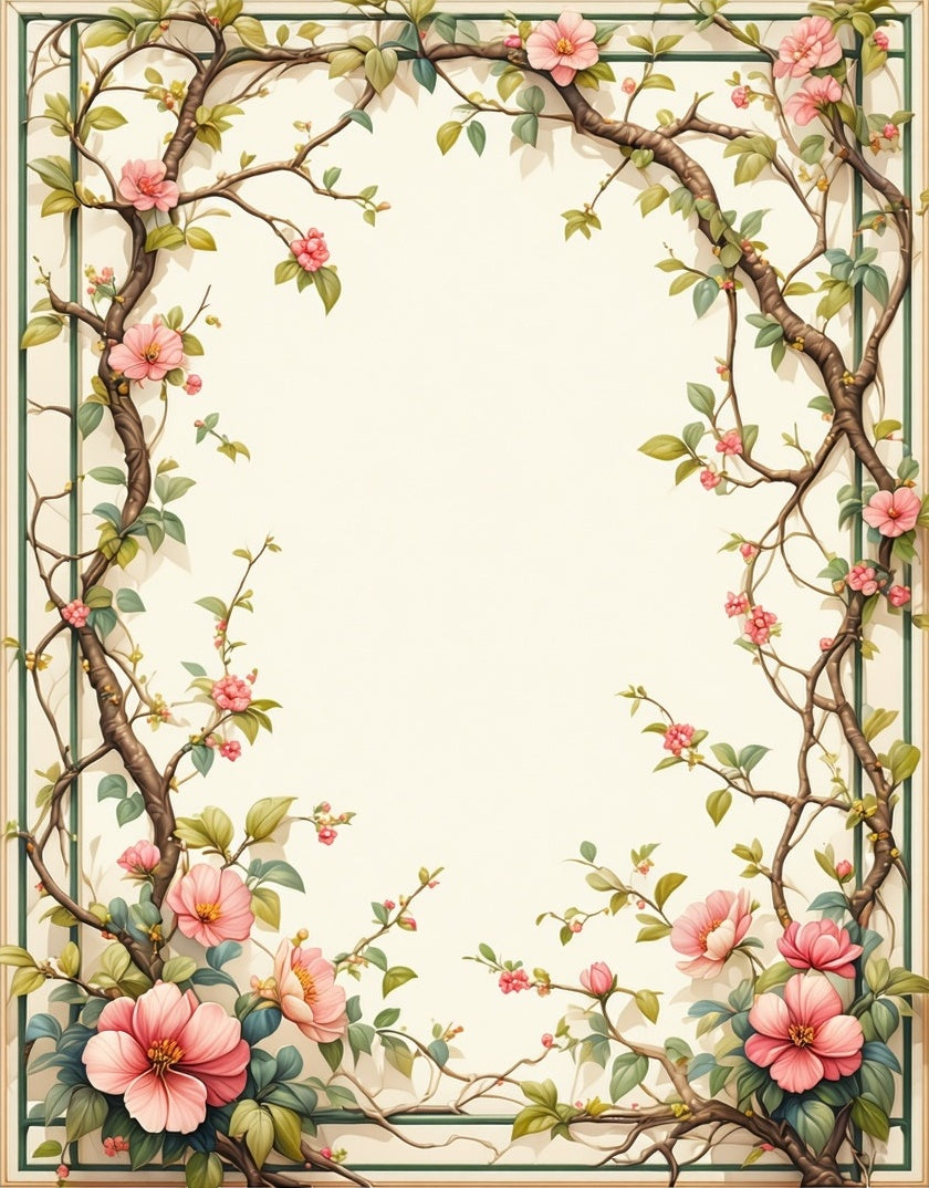 Floral Branch Botanical Garden Print Rug