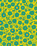 Vibrant Teal Floral Pattern Rug