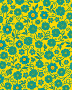 Vibrant Teal Floral Pattern Rug