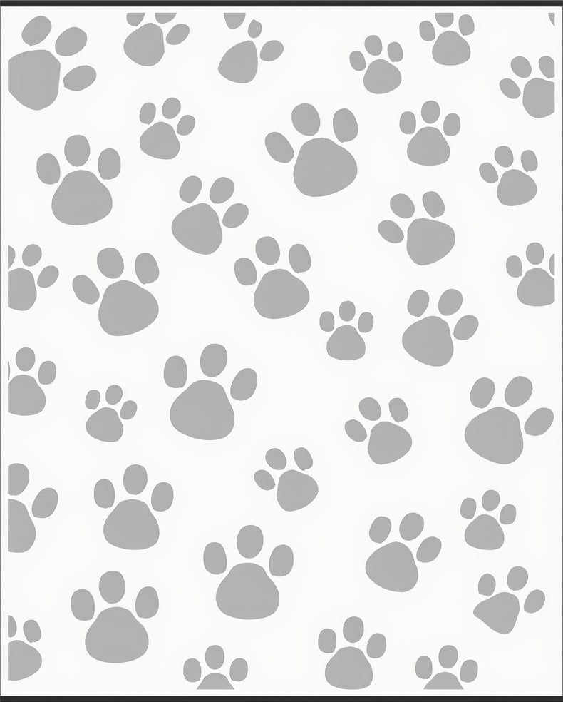 Grey Paw Print Pattern Rug