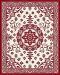 Ornate Red Floral Medallion Pattern Rug