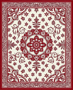 Ornate Red Floral Medallion Pattern Rug