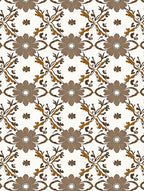Brown Floral Vine Art Nuevo Pattern Rug