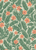 Tropical Floral Leaves Cream Rug
