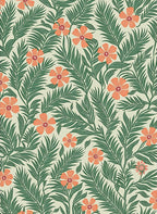 Tropical Floral Leaves Cream Rug