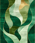 Emerald Green Gold Swirl Abstract Rug