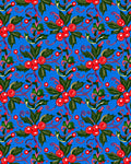 Bright Blue Holly Berry Garland Rug