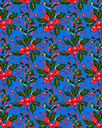 Bright Blue Holly Berry Garland Rug