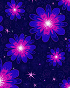 Cosmic Blue Pink Floral Swirl Rug