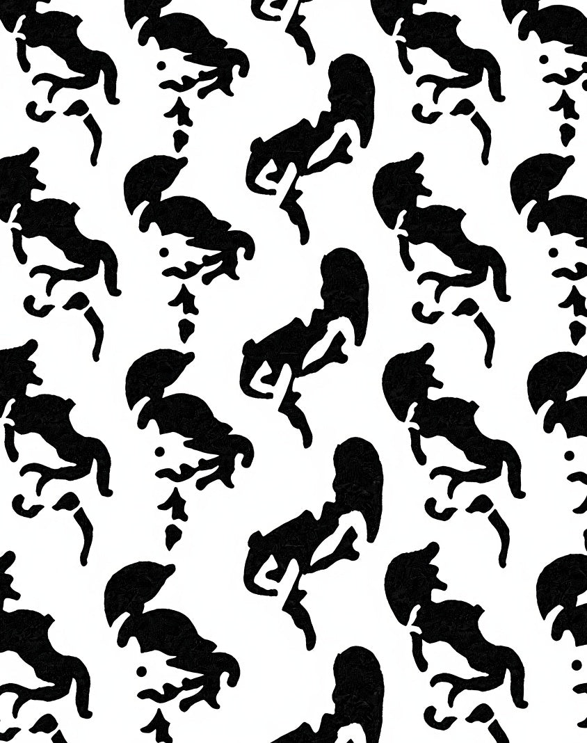 Black Abstract Silhouette Pattern Rug