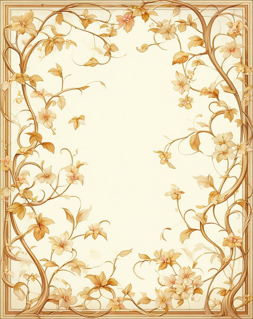 Antique Floral Vine Scrollwork Rug