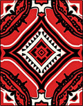 Bold Red Black White Tribal Pattern Rug