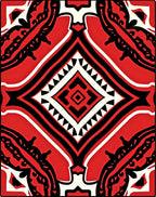 Bold Red Black White Tribal Pattern Rug