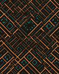 Geometric Tribal Orange Turquoise Pattern Rug