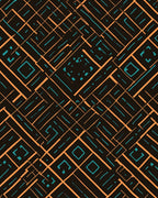 Geometric Tribal Orange Turquoise Pattern Rug