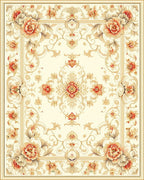 Ornate Floral Pattern Cream Rug