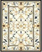 Elegant Cream Floral Vine Pattern Rug