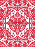Intricate Red And White Detailed Pattern Rug