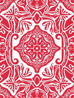 Intricate Red And White Detailed Pattern Rug