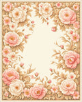 Floral Border With Peony Motifs Rug