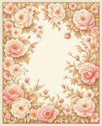 Floral Border With Peony Motifs Rug