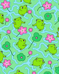 Groovy Frogs And Pink Flowers Pattern Rug