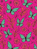 Pink Butterflies Flowers Pattern Rug