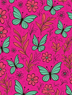 Pink Butterflies Flowers Pattern Rug