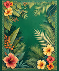 Tropical Floral Jungle Leaf Pattern Rug