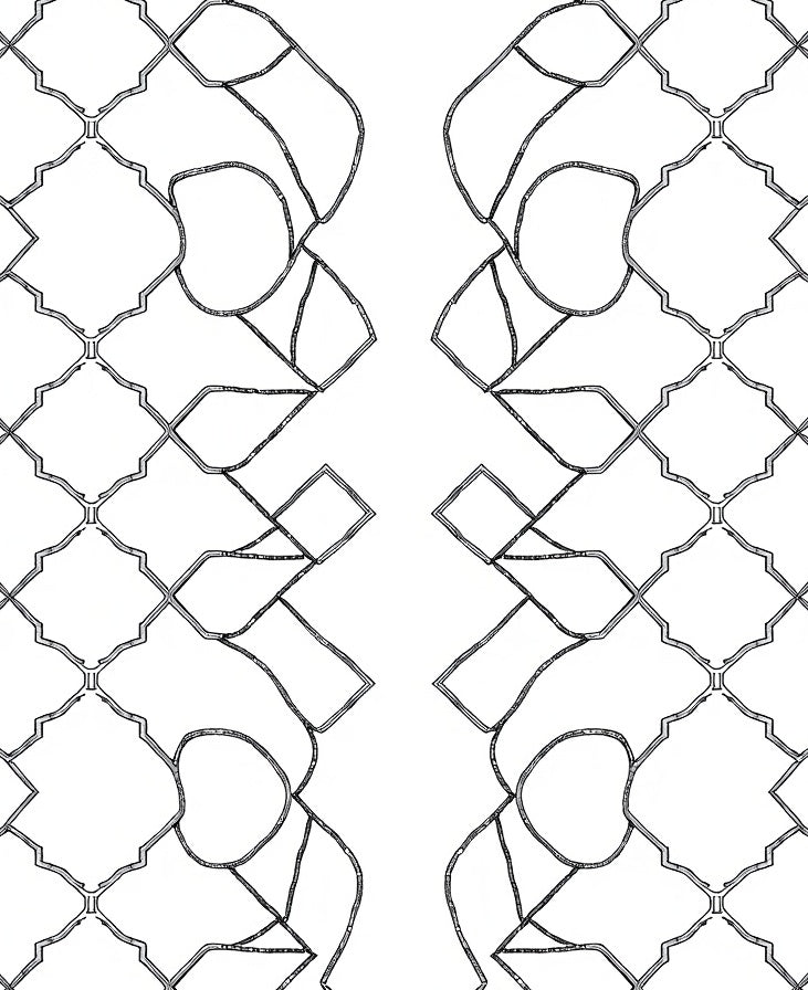 Monochrome Geometric Lattice Trellis Rug