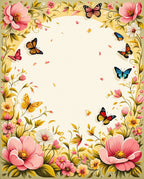 Floral Butterflies And Blossoms Design Rug
