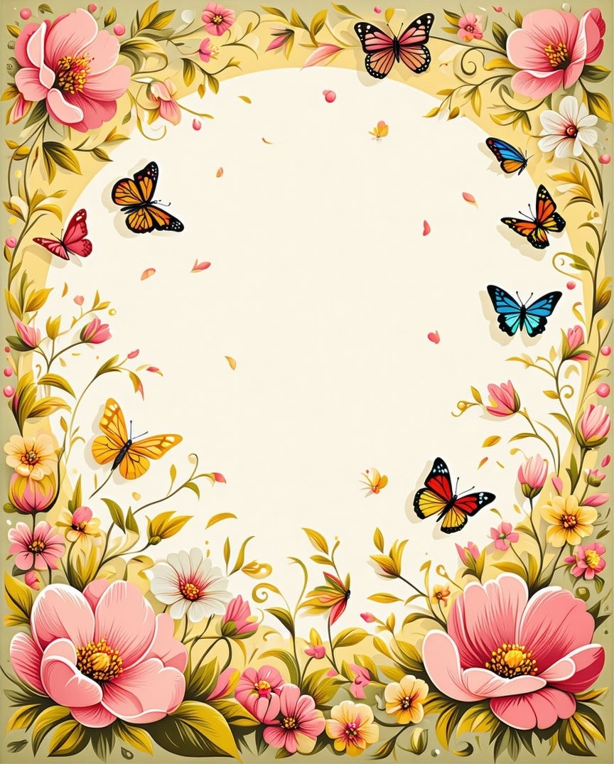 Floral Butterflies And Blossoms Design Rug