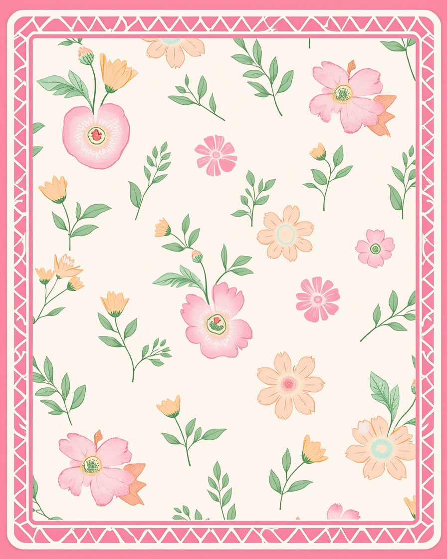 Pastel Floral Vine Pattern Rug