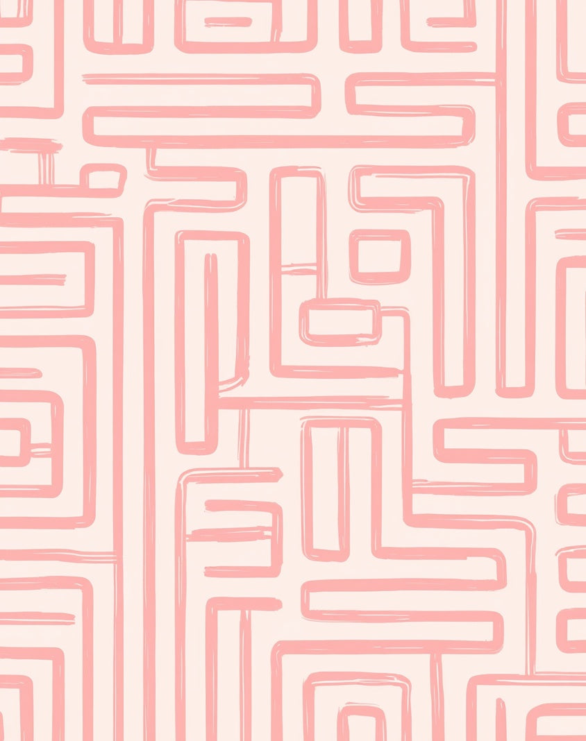 Pink Maze Abstract Pattern Rug