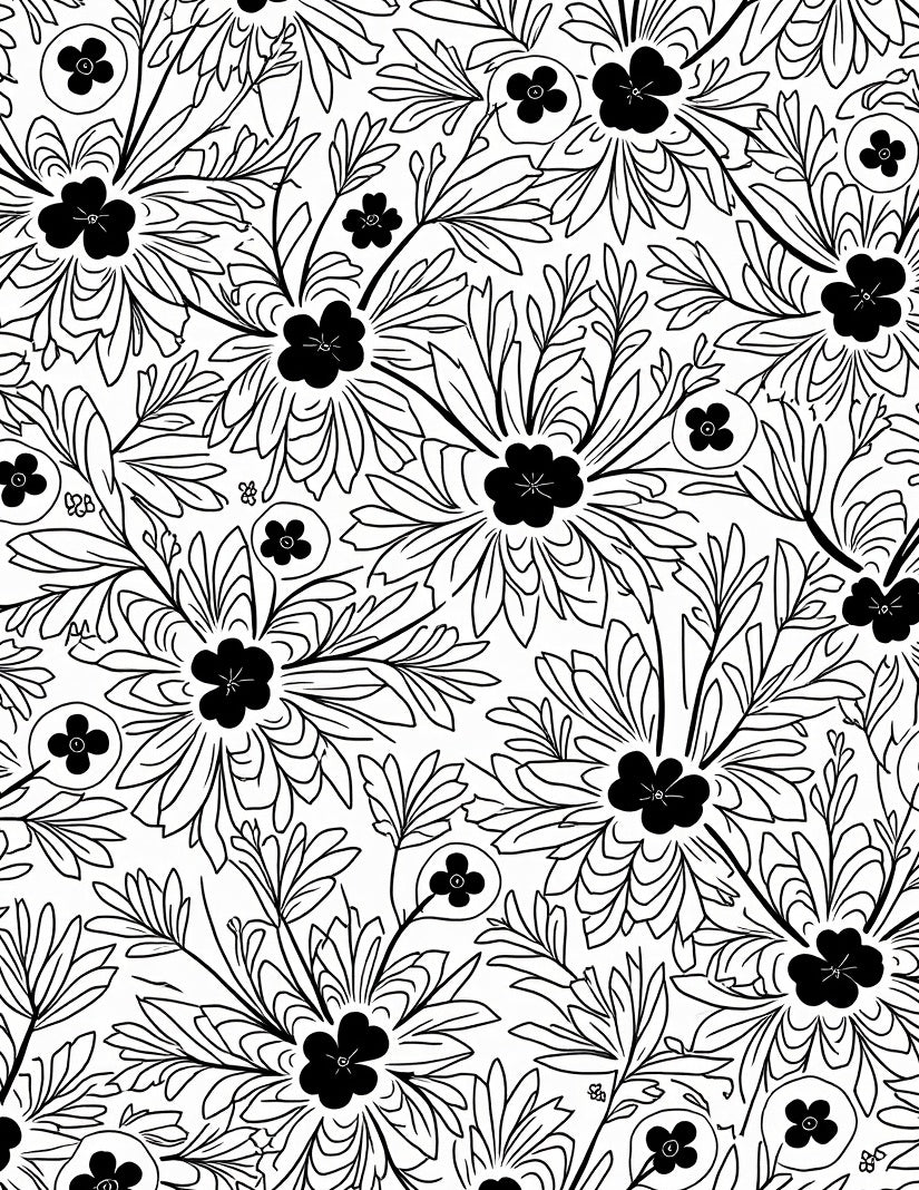Bold Floral Outline Pattern Rug